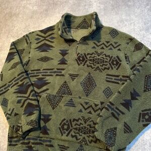 Mens Southwest Aztec Pattern Fleece Pullover Sweatshirt Size S